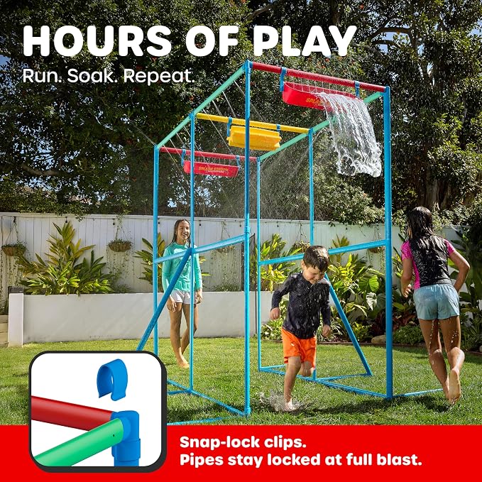 GoSports Splash Station Waterpark XL - Backyard Water Park for Kids, Outdoor Water Play Equipment with Sprinklers & Buckets