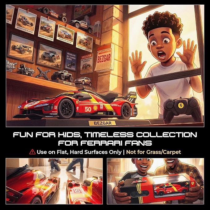 BEZGAR Ferrari Remote Control Car, Officially Licensed 1:24 Scale 2.4GHz Ferrari 499P RC Car, Hobby Grade Model Vehicle for Boys Girls Age 4-7 8-12