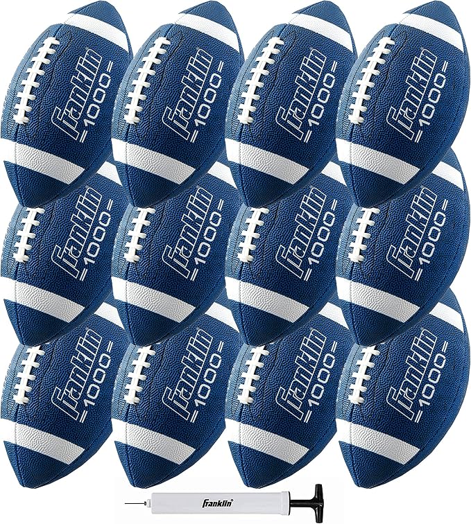 Franklin Sports Youth + Adult Footballs - Extra Grip 1000 Official Size, Junior + Pee Wee Kids - 1 + 12 Packs