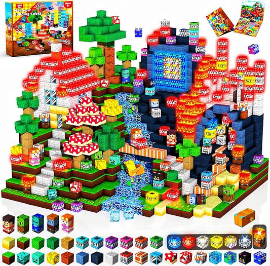 200PCS Magnetic Blocks with Light up Blocks - TNT Magnetic Blocks, Magnetic Building Blocks Cubes for Kids Ages 4 5 6 7 8 +, Magnet Toys, Birthday Gift for Boys & Girls Ages 3-8