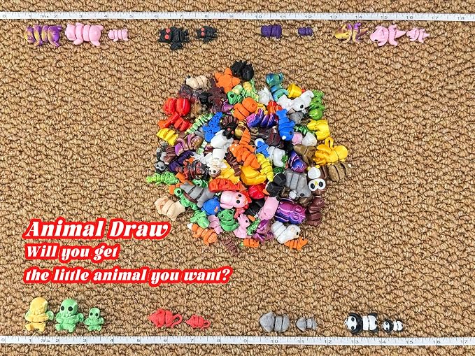 120PCS Surprise 3D Printed Animals Bulk, Random Collectible Mini Animal Figurines, Articulated Fidget Toys Variety Pack, Party Favors, Classroom Prizes, Goodie Bag Stuffers, Desk Pets