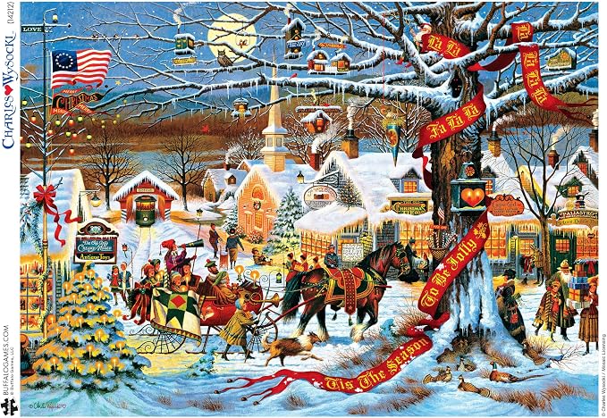 Buffalo Games - Small Town Christmas - Charles Wysocki - 1000 Piece Holiday Jigsaw Puzzle in Premium Collector’s Tin - Festive Challenge for Adults & Families - Finished Size 26.6 x 19