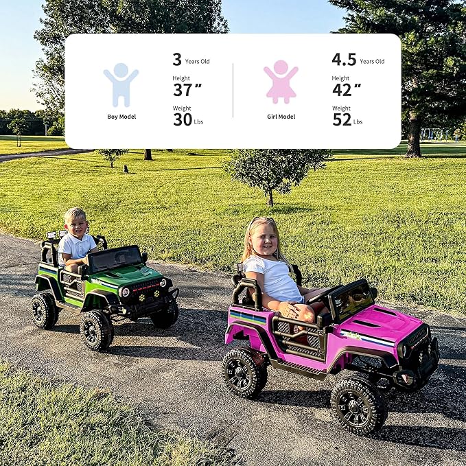Hikiddo 24V Kids Ride on Car, Kids Electric Vehicles Car Ride on Toy Truck for Toddlers 3-5 w/Remote Control, 400W Motor - Pink