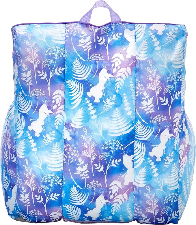 Idea Nuova Frozen 2 Kids Nylon Bean Bag Chair with Piping & Top Carry Handle with Olaf Graphics, Anna & Elsa, Purple, Large