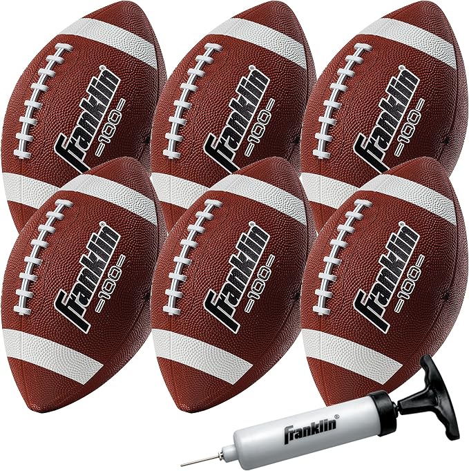 Franklin Sports Kids Junior Grip-Rite Youth Junior Size Rubber Footballs - Peewee Kids Durable Outdoor Footballs - Single & Bulk Packs Available