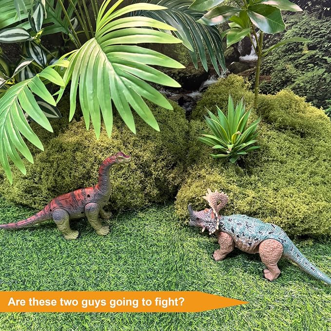 EKU Dinosaur Toys Wing Flapping Pterodactyl Toy Eudimorphodon, Head Moves Attack Brachiosaurus Styracosaurus Realistic Dino Action Figures for Kids 3-12 Boys Girls Jurassic World Toys