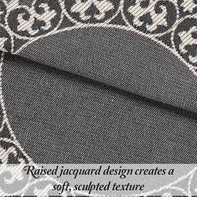 Superior Cotton Blend Bedspread Set, Includes 1 Tailored Bedspread and 2 Matching Pillow Shams, Lightweight Blanket, Bedding Decor, Jacquard Vintage Floral Mandala, Lyron Collection, King, Charcoal