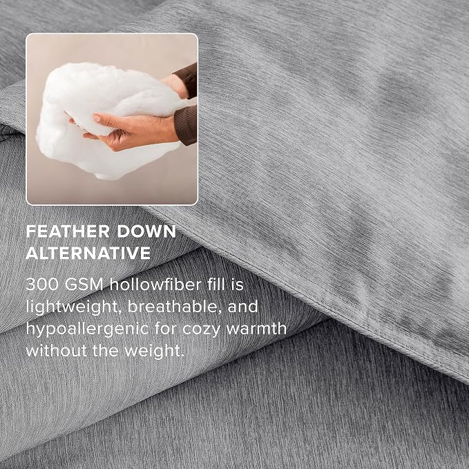 Bare Home Bed-in-A-Bag 7 Piece Comforter & Sheet Set - King - Goose Down Alternative - Ultra-Soft 1800 Premium Bedding Set - Cationic (King, Heathered Charcoal)