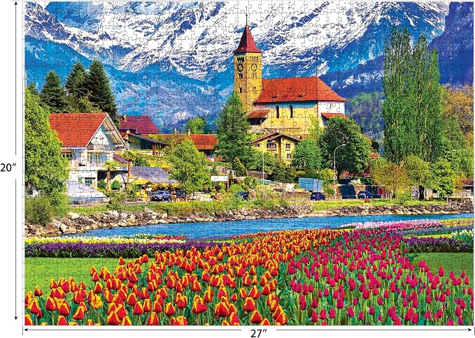 RoseArt - Kodak Premium - Brienz Town and Flowers, Switzerland - 1000 Piece Jigsaw Puzzle for Adults