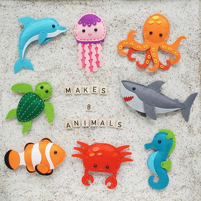 Craftorama Sewing Kit for Kids, Fun and Educational Fairytale Craft Set for Boys and Girls Age 7-12, Sew Your Own Felt Animals Craft Kit for Beginners, 165 Piece Set