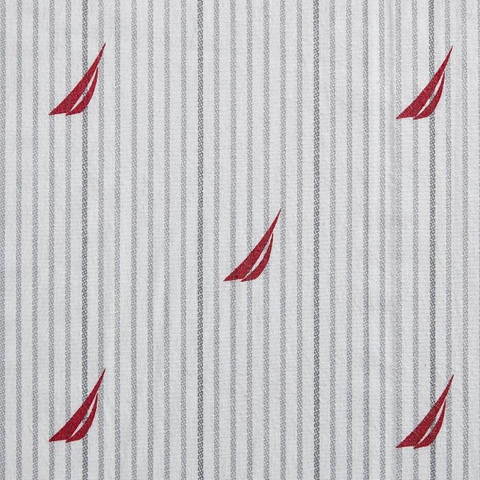 Nautica- Full Size Sheet Set, Crisp & Tailored Cooling Sheets with a Smooth Cotton Percale Lightweight Feel - Bed Sheets with Matching Pillowcases & Fitted Sheet (Audley Stripe Red)