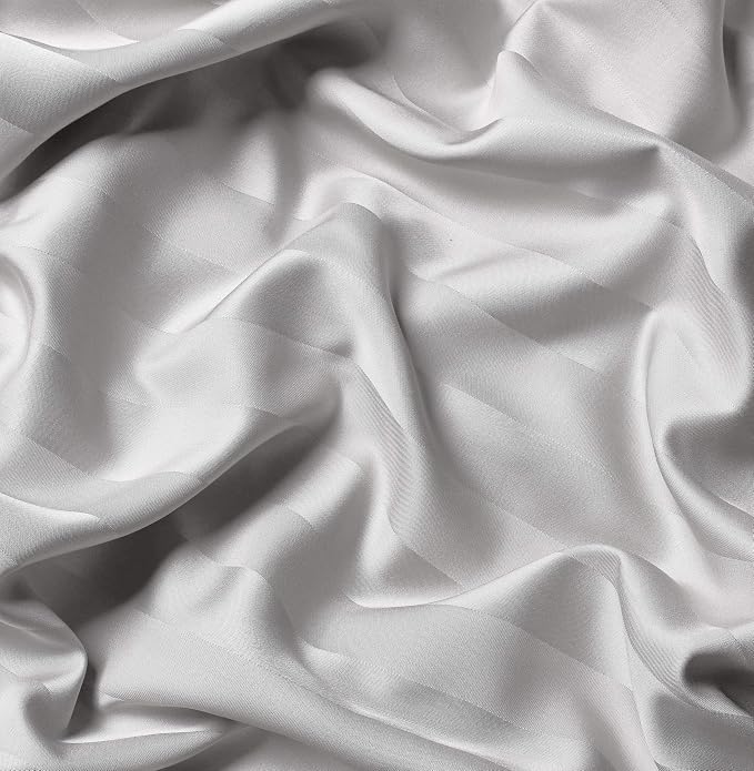 Pure Bamboo Split King Sheets, Genuine 100% Organic Viscose Derived from Bamboo Bed Sheet Set, Soft & Cooling, Double Stitching, 2 Fitted Sheets (Split King, Jacquard White)