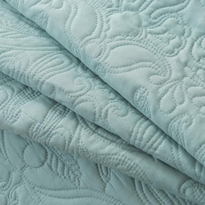 HoneiLife King Quilt Bedding Set - 3 Piece Microfiber Quilt Sets Lightweight Bedspreads Reversible Coverlets Retro Bed Cover Quilt King Size All Season Quilts-Sage Green