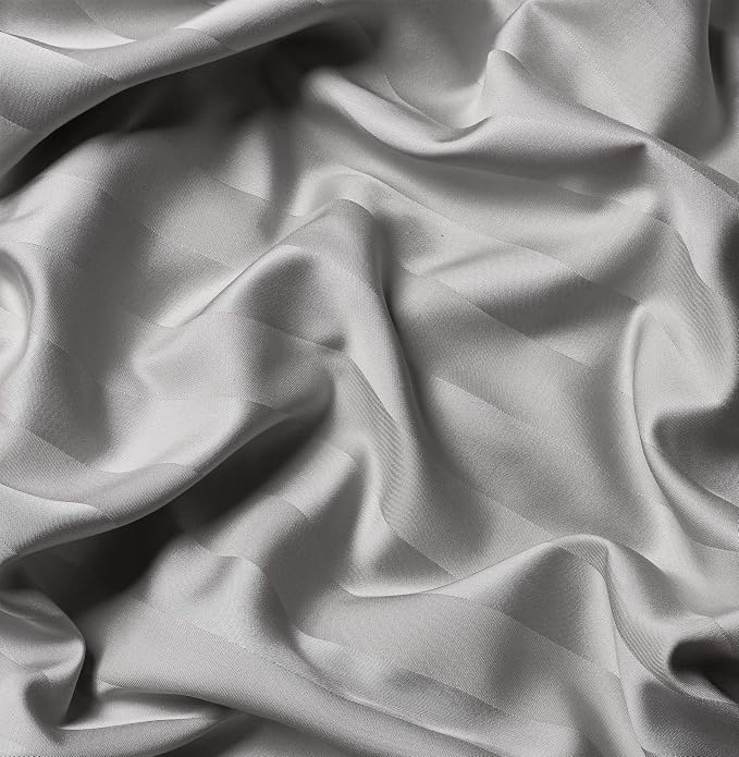 Pure Bamboo Queen Sheets, Genuine 100% Organic Viscose Derived from Bamboo Bed Sheet Set, Luxuriously Soft & Cooling, Double Stitching, 2 Year Quality Promise (Queen, Jacquard Silver)
