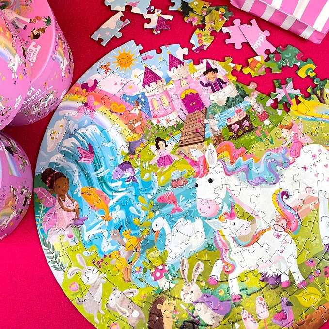 boppi Round 150 Piece Jigsaw for Kids Aged 5-8 | Educational Unicorn Puzzle with Magical Creatures & Fantasy Scenes | Eco-Friendly Recycled Cardboard