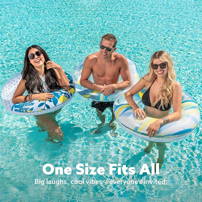 Inflatable Pool Floats with Glitters 32"(3 Pack), Pool Floaties Tubes for Swimming Kids Adults Beach Outdoor Party Supplies