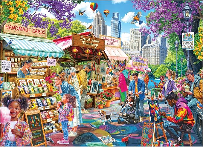 RoseArt - Kodak Premium - City Street Fair - 1000 Piece Jigsaw Puzzle for Adults, Vibrant Vendors Artwork - Made in USA