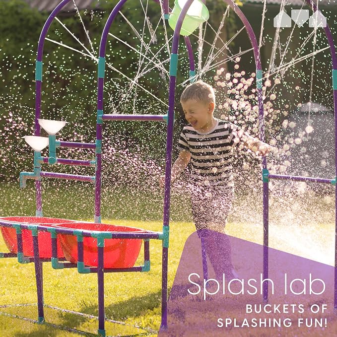 Milliard Water Park Sprinkler Toy for Kids, Outdoor Water Sprinkler with Splash Buckets, Water Table, and Faucets, Backyard Waterpark for Outdoor Summer Fun Activities