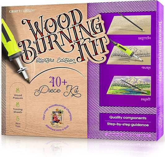 Craft Culture Beginners Wood Burning Kit for Kids, Teenage Boys & Girls - Easter Gifts for Boy & Girl - Craft Projects Birthday Gift Idea for Children Teen Woodburning DIY Hobby Kits Art Activities