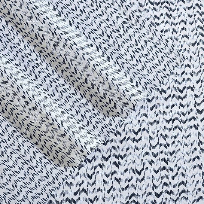 Nautica - Sheets, Cotton Percale Bedding Set with Matching Pillowcase, Crisp & Cool, Deep Pocket (Ikat Wave Blue, Twin)