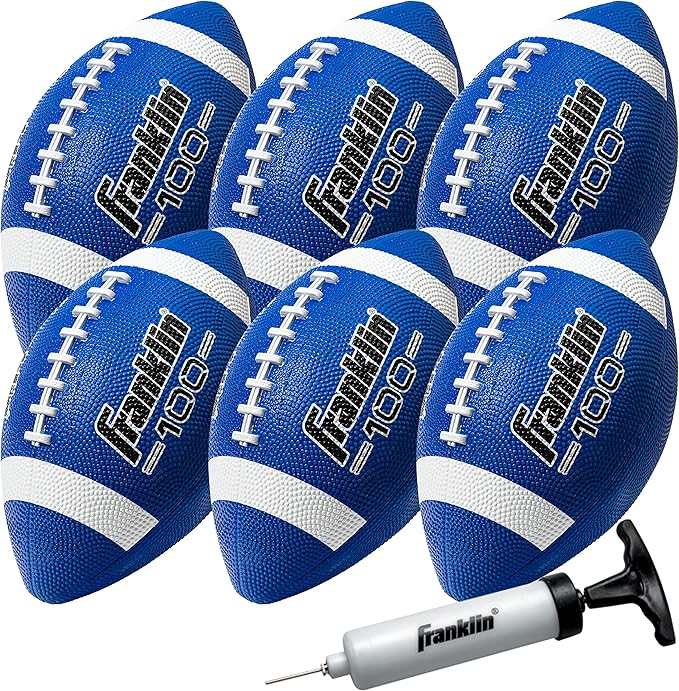 Franklin Sports Kids Junior Grip-Rite Youth Junior Size Rubber Footballs - Peewee Kids Durable Outdoor Footballs - Single & Bulk Packs Available