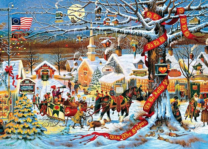 Buffalo Games - Small Town Christmas - Charles Wysocki - 1000 Piece Holiday Jigsaw Puzzle in Premium Collector’s Tin - Festive Challenge for Adults & Families - Finished Size 26.6 x 19