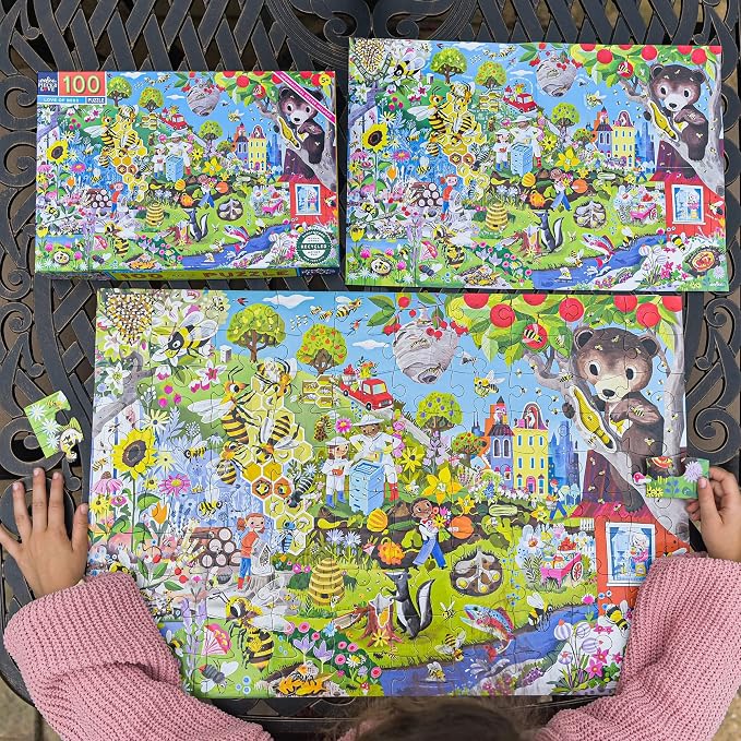 eeBoo 100 Piece Puzzle for Kids - Love of Bees Children's Puzzle Pollinator Themed, Large Pieces for Small Hands to Develop Motor Skills