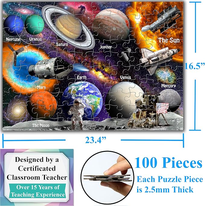 Think2Master Solar System & Space Exploration 100 Pieces Jigsaw Puzzle Best Gift. 23.4” X 16.5”