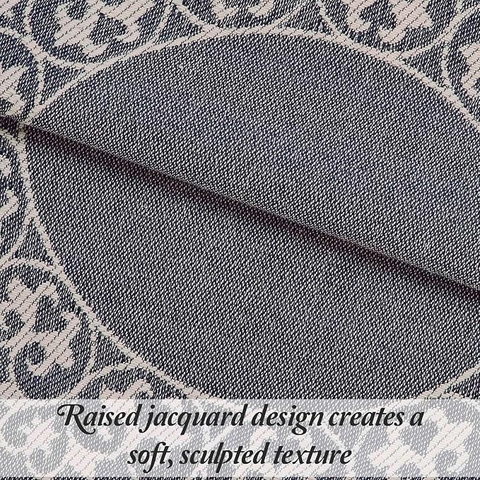 Superior Cotton Blend Bedspread Set, Includes 1 Tailored Bedspread and 2 Matching Pillow Shams, Lightweight Blanket, Bedding Decor, Jacquard Vintage Floral Mandala, Lyron Collection, Full, Denim Blue