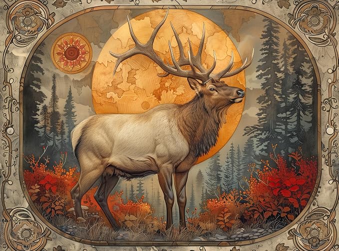 1000 Piece Jigsaw Puzzle for Adults - Bull Elk Fall Forest - Challenging Nature Wildlife Puzzle -Rocky Mountain Big Game - Perfect for Game Nights - 20x27 inches